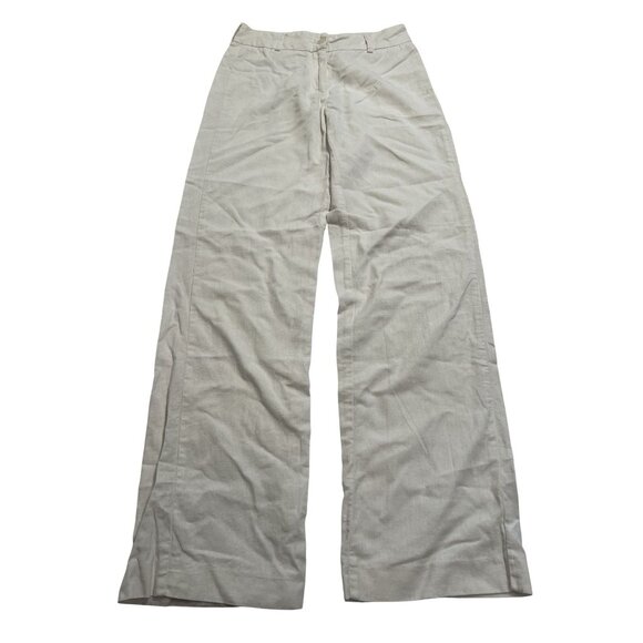 LAAGAM Linen Blend Trousers in White - Picture 1 of 5